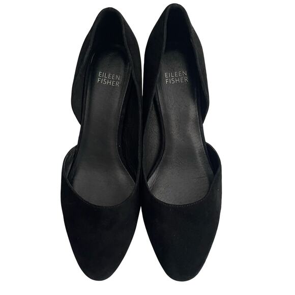 Eileen Fisher Lily Half D'Orsay Pump Heels Black Suede Women's sz 8 - Picture 5 of 13